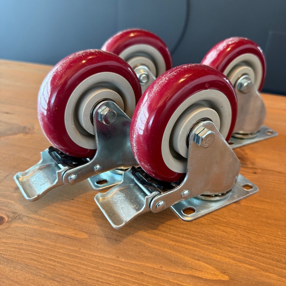 Red Heavy Duty Casters x 4